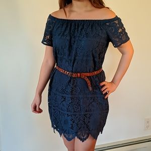 Ann Taylor LOFT Navy Blue Lace Dress